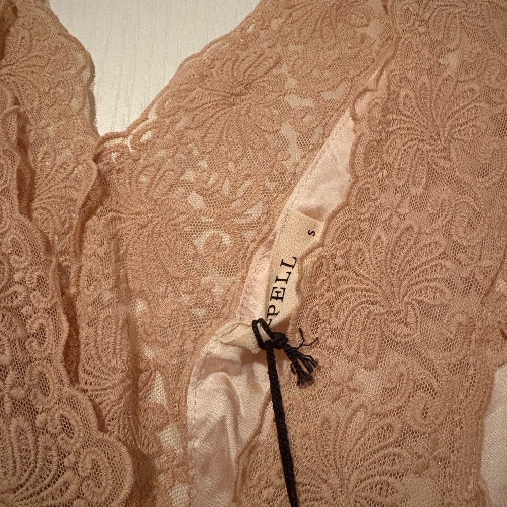 Spell Cream Maxi Dress with Beige Lace Trim - Picture 5 of 10